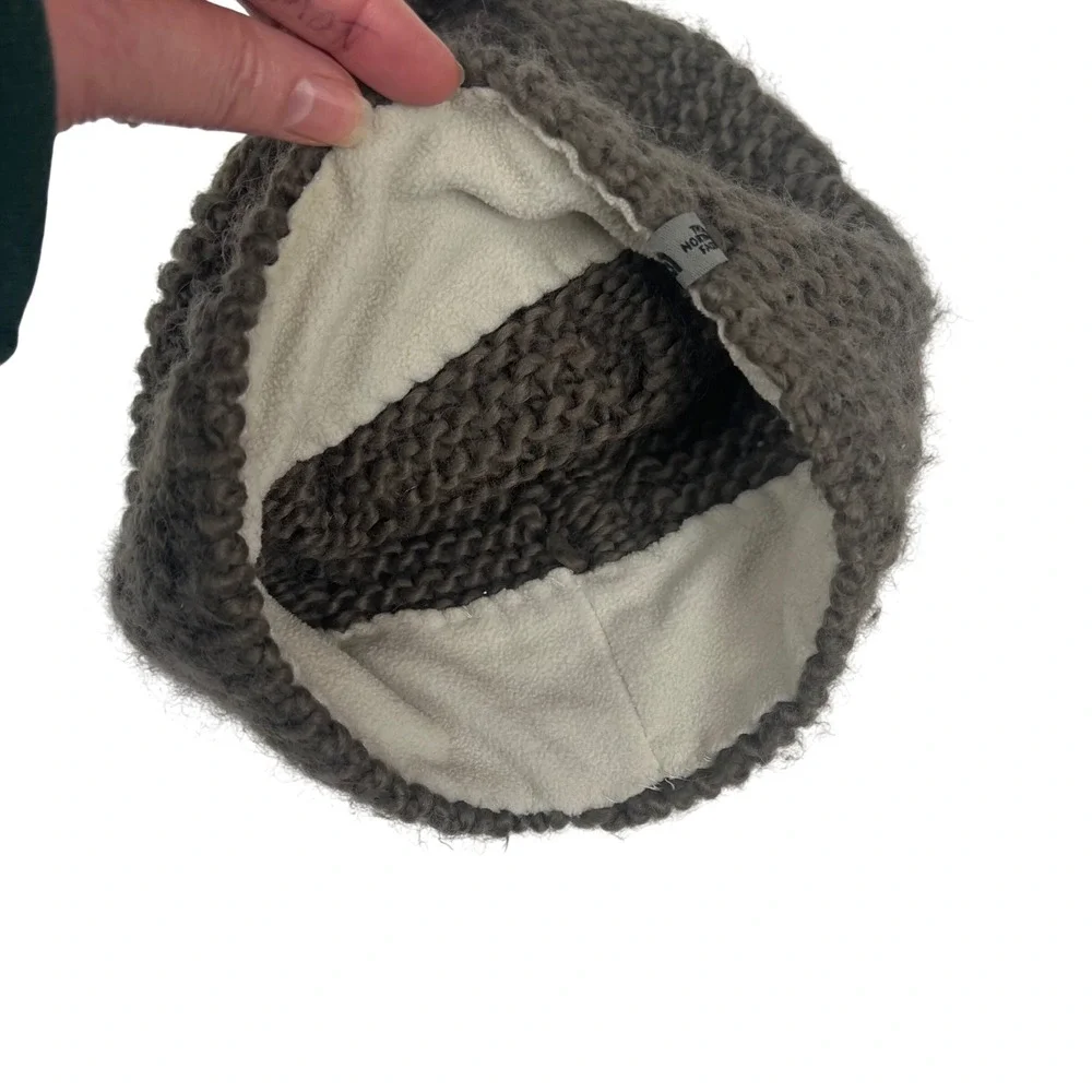 The North Face Womens Knit Pom Pom Beanie Hat One Size Gray MINNA Snow Cabincore